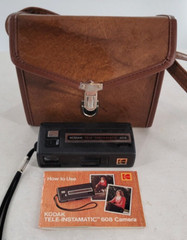 1975 Kodak Tele-Instamatic 608 Camera with Manual And Leather Case