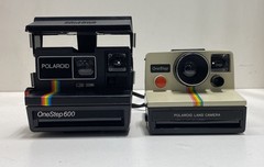 Vintage Polaroid OneStep 600 & OneStep Land Camera 2 Piece Instant Camera Lot