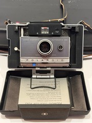 Vintage Polaroid Automatic 100 Land Camera Bundle Case Flash Portrait Kit 581