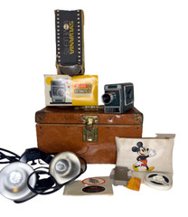 VINTAGE KODAK Movie Camera Lot Automatic 8mm Disney Slides Manual And Box