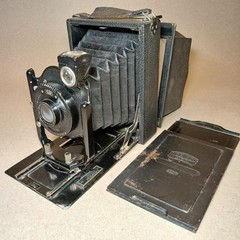 Antique Zeiss Ikon Ernemann 9×12 Plate Camera Ernestigmat Lens w/ Holders Bellow