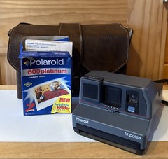 Vintage Polaroid Impulse 600 Camera w/Pop-Up Flash & Strap Film And Case
