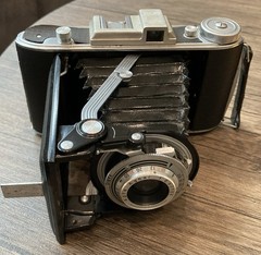 Vintage Black ANSCO Folding Camera F 6.3 Viking Untested With Case Excellent!