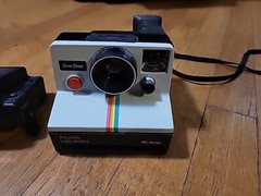Vintage Polaroid One Step Land Camera BC Series & Focal 600 Flash UNTESTED