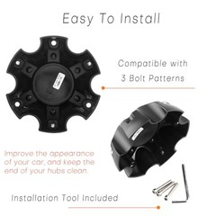5.55in Wheel Center Caps for Ballistic Center Hubcaps, 4 Pack Glossy Black