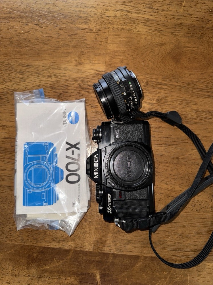 Minolta X-700 Black 35mm SLR Film Camera + 50mm lens – Excellent Body, As Is