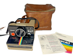 Polaroid Presto Land Camera Instant Camera w Case Manual Rainbow Stripe Untested
