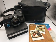 Polaroid Pronto! SE Blue Button Instant Land Camera w Strap, Case, Manual etc.