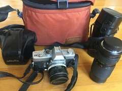 VINTAGE MINOLTA SRT101 CAMERA BUNDLE, 2 LENSES, BAG, FILM