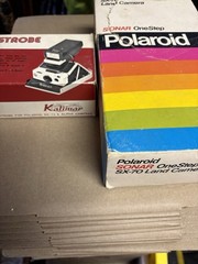 Polaroid SX-70 Sonar OneStep Land Camera With Strobe Flash In Box Vintage/Rare