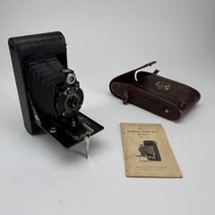 Kodak Rainbow Hawk-Eye No. 2 Folding Model C Camera w/ Original Leather Case