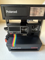 1980s Polaroid Supercolor 635CL Instant Rainbow Stripe Camera – Untested- W/Box