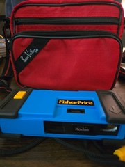 Vintage Blue Fisher Price Kodak 110 Film Camera Toy & Sun Valley Case Retro 80s