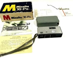 MINOLTA-16 P SUBMINIATURE SPY CAMERA WITH BOX, CASE AND INSTRUCTIONS – TESTED