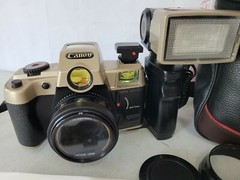 P-Vtg Rare Mitake Canon Q8200 35mm Motor Drive Camera Complete W/Flash & Case