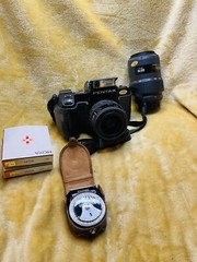 Pentax SF1 SLR 35mm Camera W/ Lens UV Filters Light Meter & Case Tested!