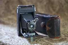Kodak No. 1 Kodak Jr. Autographic Folding Pocket Camera W/OEM Leather Case