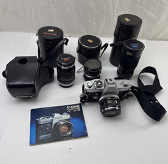 CANON FTb QL 35mm Film Camera SLR Lens & Case Lot READ DESCRIPTION