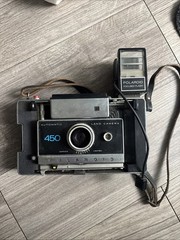 Vintage Polaroid Automatic 450 Land Camera Instant Film Camera w/ Flash-untested