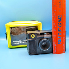 Dubblefilm SHOW 35mm Film Camera Reusable Point & Shoot Black Yellow Case Manual