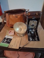 Polaroid 95 Land Camera VTG Brown Silver With Orginal Bag Paper Work