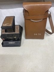 Polaroid SX-70 Model 3 Vintage Instant Camera Black Brown Case