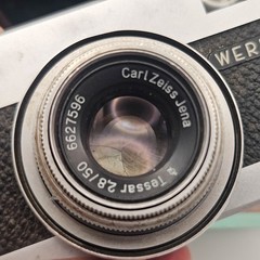 WERRA 35mm camera with Carl Zeiss Tessar 2.8/50mm lens with case for lens repair