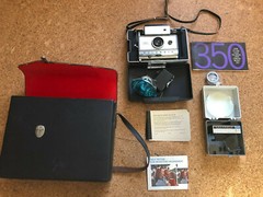 Polaroid Automatic 350 Land Instant Camera and Case and Cold Clip