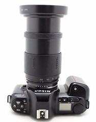Nikon F 601M black, vintage 35mm SLR camera, lens Tamron AF 28-200mm 1:3,8 – 5,6