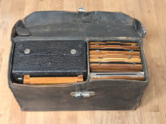 Antique Seroco Folding Camera With Case And Plates 3 1/4 X 5 1/2, No lens