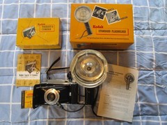 Kodak Tourist ll Camera with Flash (looks unused), Manuals, Boxes