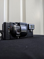 Olympus XA 35mm Film Camera with A11 Electronic Flash Unit, Black