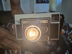 VINTAGE KODAK INSTAMATIC X-35 Film Camera w/ Wrist Strap Made Into Light Unique
