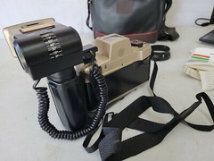 P-Vtg Rare Mitake Canon Q8200 35mm Motor Drive Camera Complete W/Flash & Case