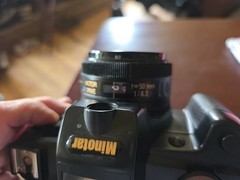 Minotar 35 mm Film Camera Battery Tested And Works. Focus Free, Motor Driven