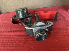 Exakta VX500 Camer Meyer Optik Gorlitz Domiplan 2.6/50 Lens Ihagee Leather Case