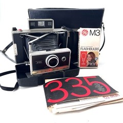 Vintage Polaroid 335 Automatic Land Camera With Case, Flash, Bulbs & Literature