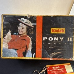 Vintage Kodak Pony II Camera w/ Original Box, Manual, Price Tag, Strap