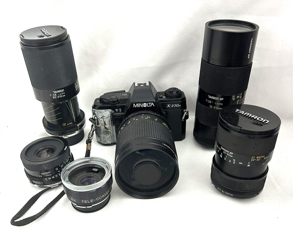 CAMERA LOT -MINOLTA X-370 35MM , TAMARON LENS AND MORE- SOLD AS IS