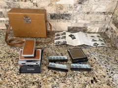 Polaroid SX-70 Land Camera Brown/Silver/Black w/ Case Manual & Flashbars DNW