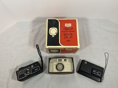 Instantload, Kodak Disc 6000, Instamatic 44 Camera Lot of 3 + Sears Movie Light