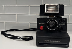 Vintage Polaroid Pronto Land Camera w/Strap + ITT MagicFlash – UNTESTED