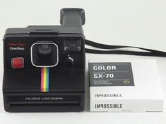 Vintage Polaroid SX-70 OneStep Time-Zero Rainbow Stripe Camera with Film TESTED