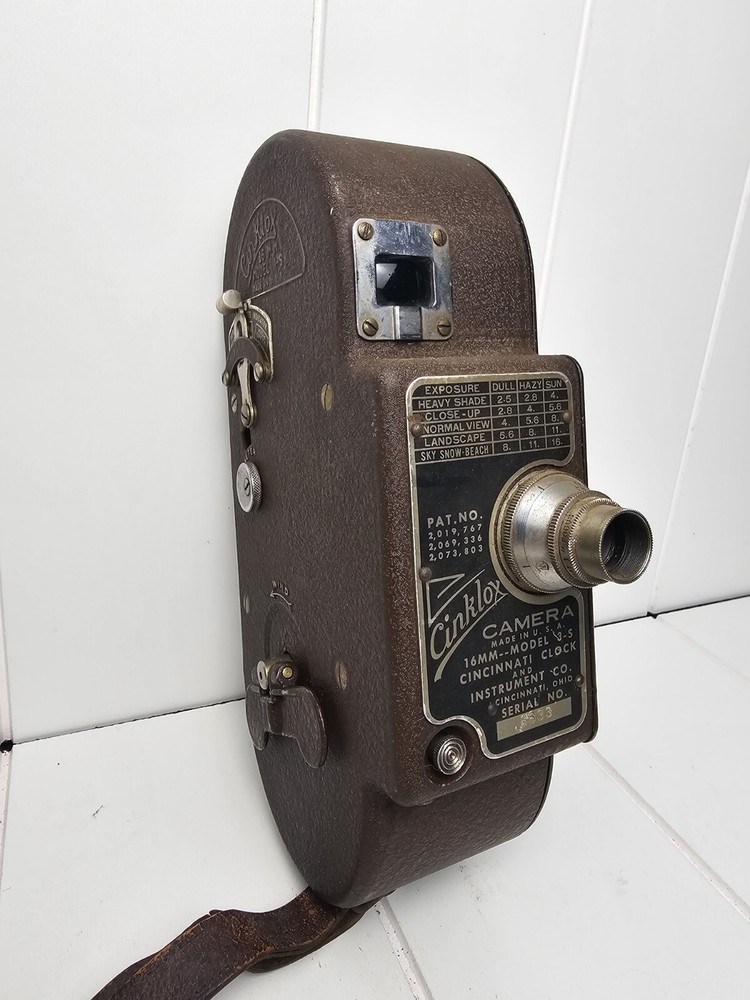 Vintage 1947 Cinklox 16mm Model 3-S Film Camera Cincinnati Clock & Instrument Co