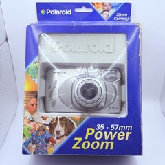 Polaroid PZ1710 Power Zoom 35-57mm Lens Silver Camera TESTED Broken Battery Door