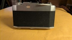 Vintage Japan Tower 35mm camera with a Color Luna f=45mm 1:3.5″ lens. Solid