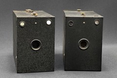 (2) Kodak No.2 Film Pack Hawk-Eye Vintage Metal Box Cameras