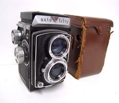 Auto Fifty with Case, Vintage, US Camera Corp, TLR Circa 1955 Made in Japan