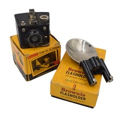 VTG 1940s Kodak Brownie Flash Six 20 Camera & Flash w/Original Boxes UNTESTED