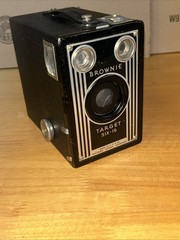 Vintage Kodak Brownie Target Six-16 Box Camera Black & Silver Art Deco
